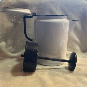Classic White Enamel French Press Coffee Maker